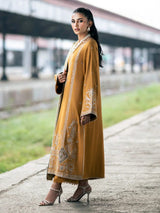 3PC Unstitched Dhanak Embroidered Shirt with Whool Printed Shawl and Trouser-HA38