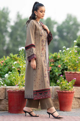 3PC Unstitched Dhanak Embroidered Shirt with Whool Printed Shawl and Trouser HA36